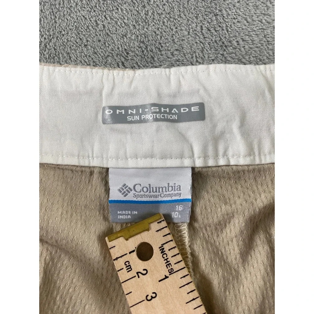Columbia Omni-Shade Mens Shorts Tan Khaki Micro Dot Sun Protection Size 37x10